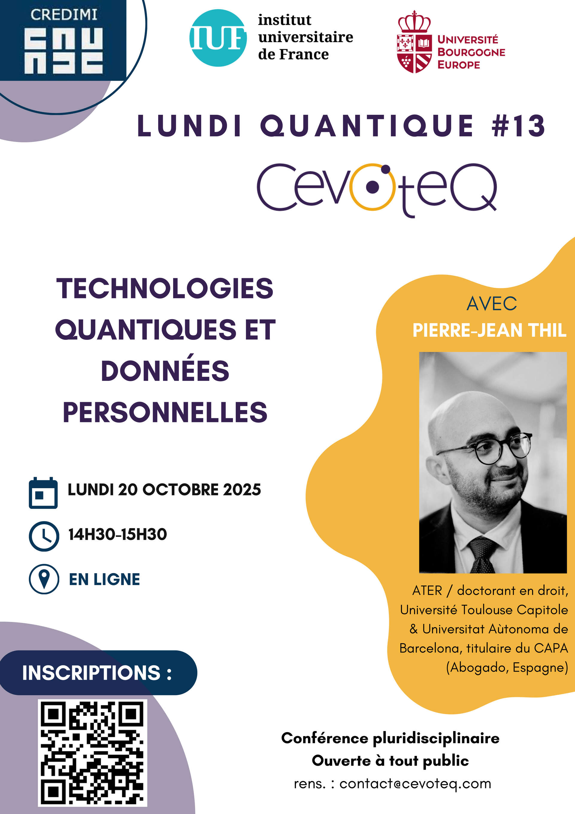 Photo de l'article : 20251020 - Lundi Quantique #13 avec Pierre-Jean Thil, 